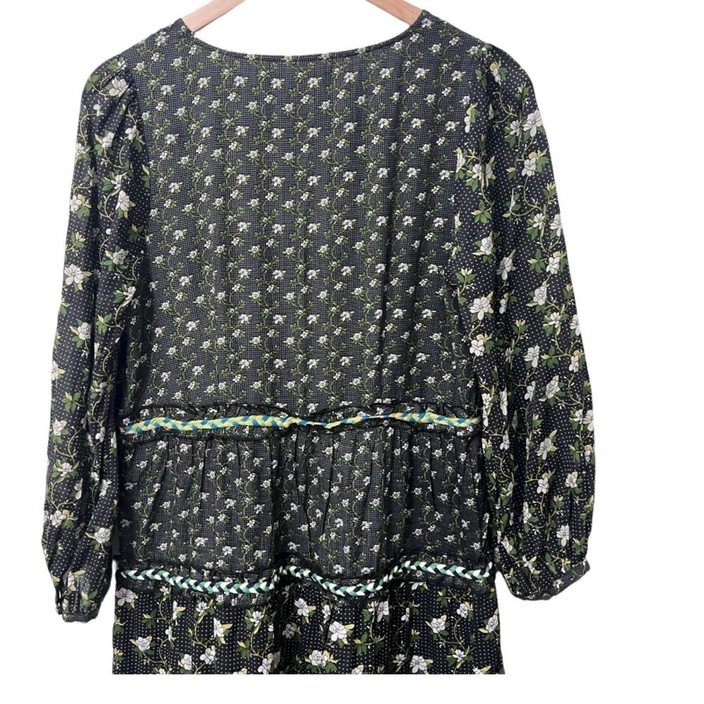 Anthropologie Black floral Tiered Maxi dress in size 10 New with tags - Picture 7 of 15